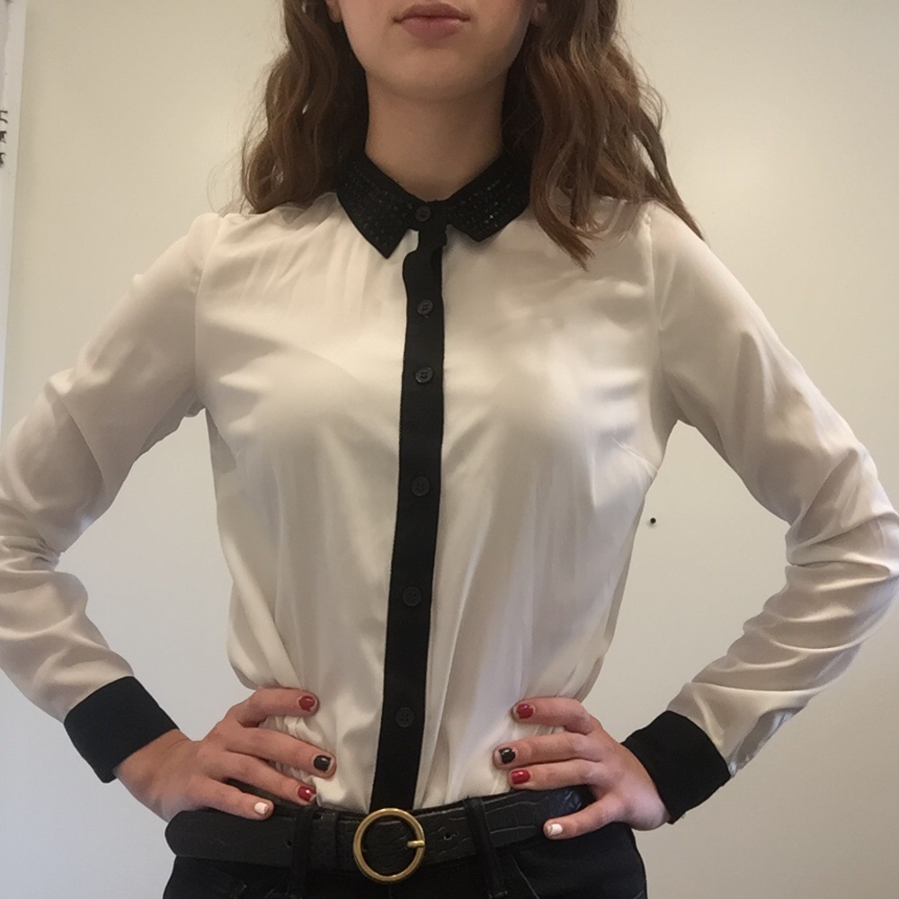 Black & white button down